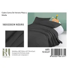 ANGELES DEL HOGAR - Cubrecama De verano Seda Plaza y media MUSAS  Negro