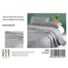 ANGELES DEL HOGAR - Cubrecama De verano Seda Plaza y media MUSAS  Gris Hoja