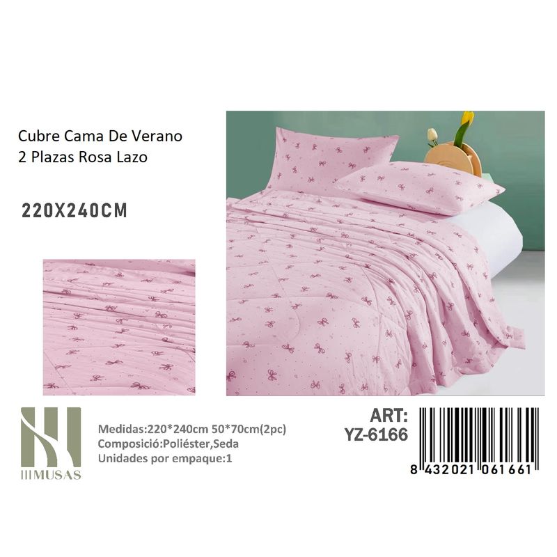 ANGELES DEL HOGAR - Plumon De verano Seda 2 Plazas MUSAS  Rosa Laso
