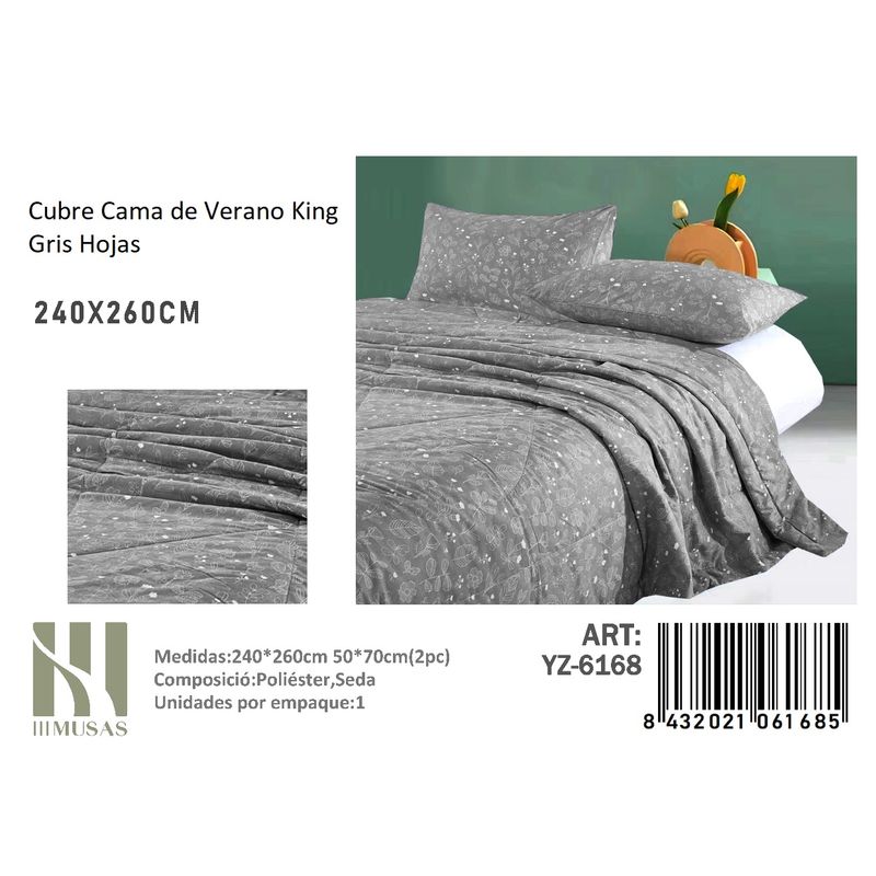 ANGELES DEL HOGAR - PlumonDe verano Seda King MUSAS Gris Hojas