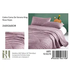 ANGELES DEL HOGAR - Plumon De verano Seda King MUSAS Rosa Hojas