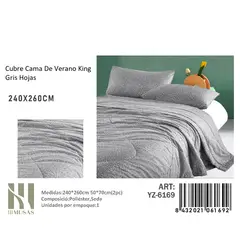 ANGELES DEL HOGAR - Plumon De verano Seda King MUSAS Gris Hojas