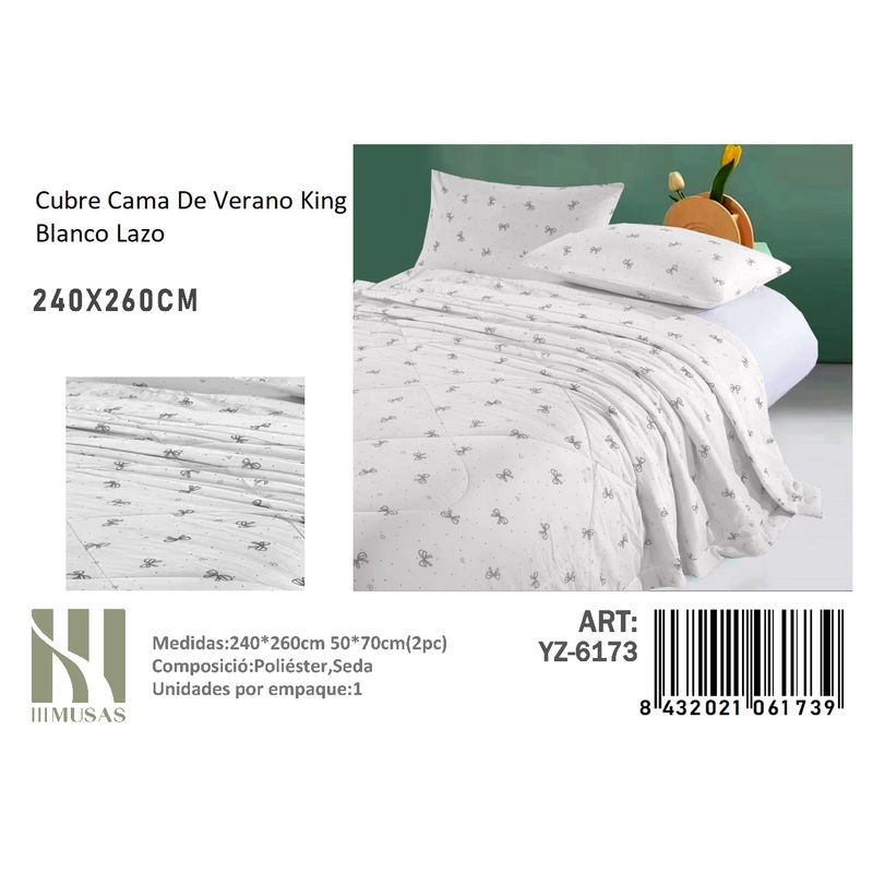 ANGELES DEL HOGAR - Plumon De verano Seda King MUSAS Blanco Lazo