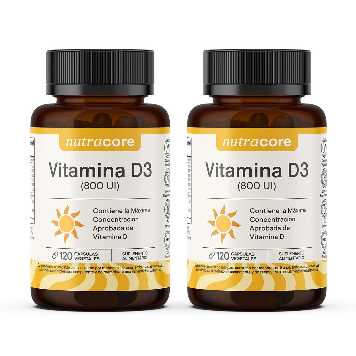 NUTRACORE - Vitamina D3 800 UI x 240 Cápsulas Nutracore - Pack de 2