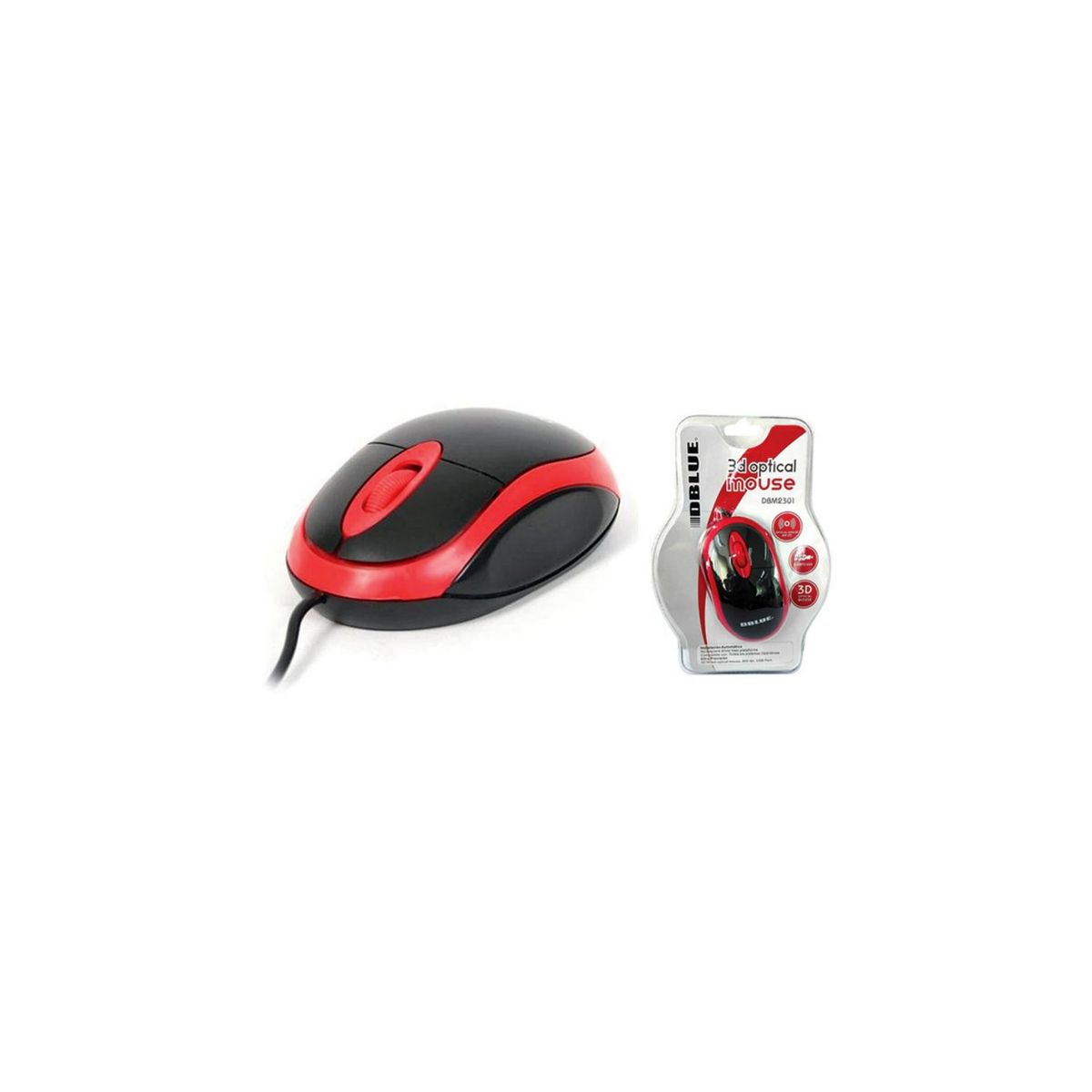 DBLUE - Mouse Óptico Con Conexión Usb Color Rojo - SC