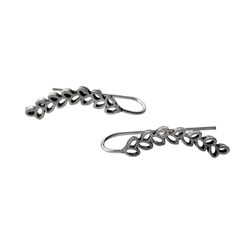 ANDREA COGGIOLA JOYAS - Aros Trepadores Hojas Espigas Plata Fina 925