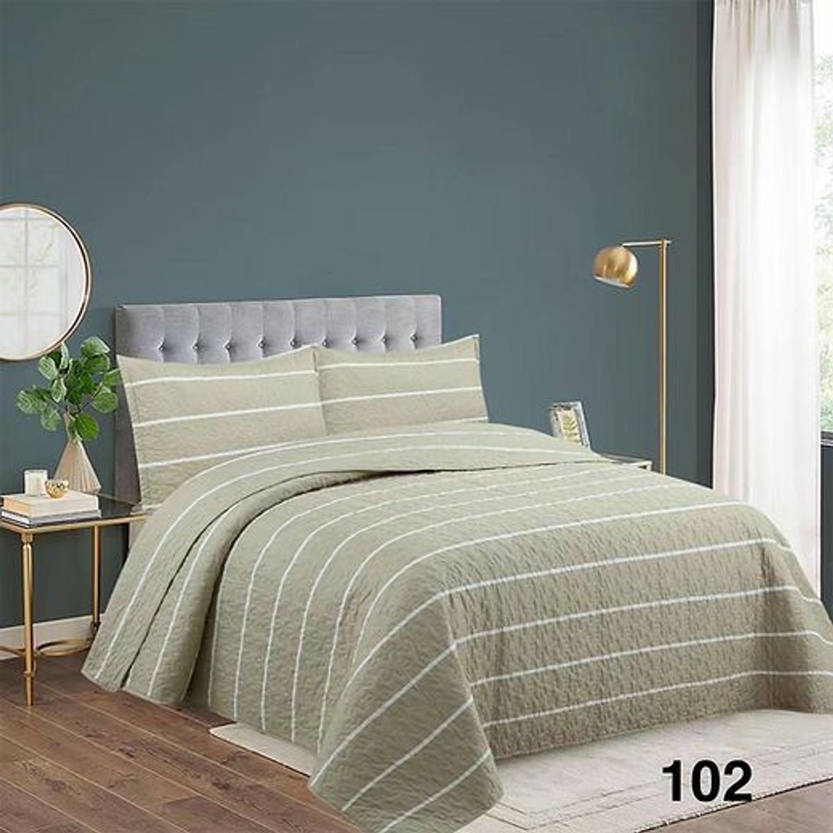 GENERICO - Cubrecama Quilt Verano 2 Plazas - Beige Líneas Blancas M102