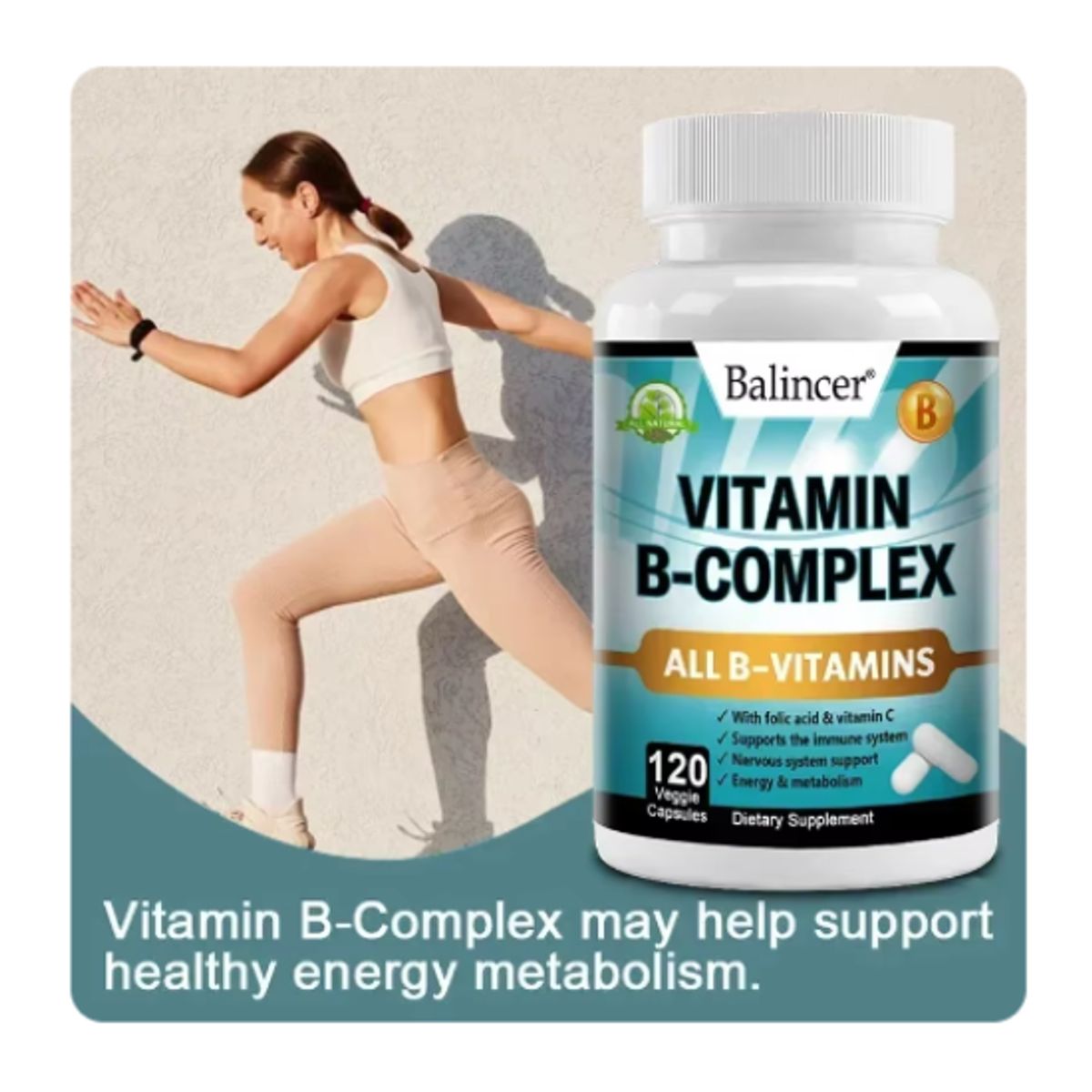 GENERICO - Balincer Vitamin B Complex Complejo De Vitaminas B 120 Caps