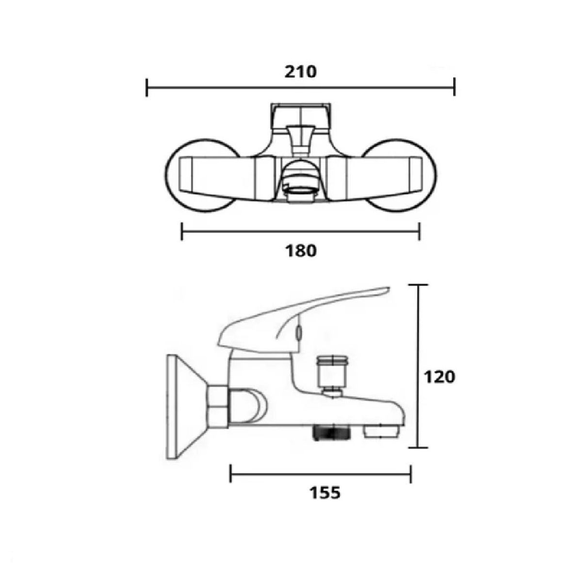 TAUMM - Llave Monomando Tina Ducha Notte Acabado Mate Negro Taumm