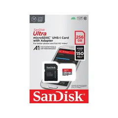 SANDISK - Tarjeta MicroSD Ultra 256GB UHS-I C10 Adaptador SD - Gris