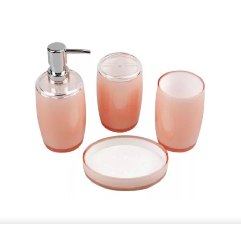 GENERICO - Set de baño 4 piezas Color Coral