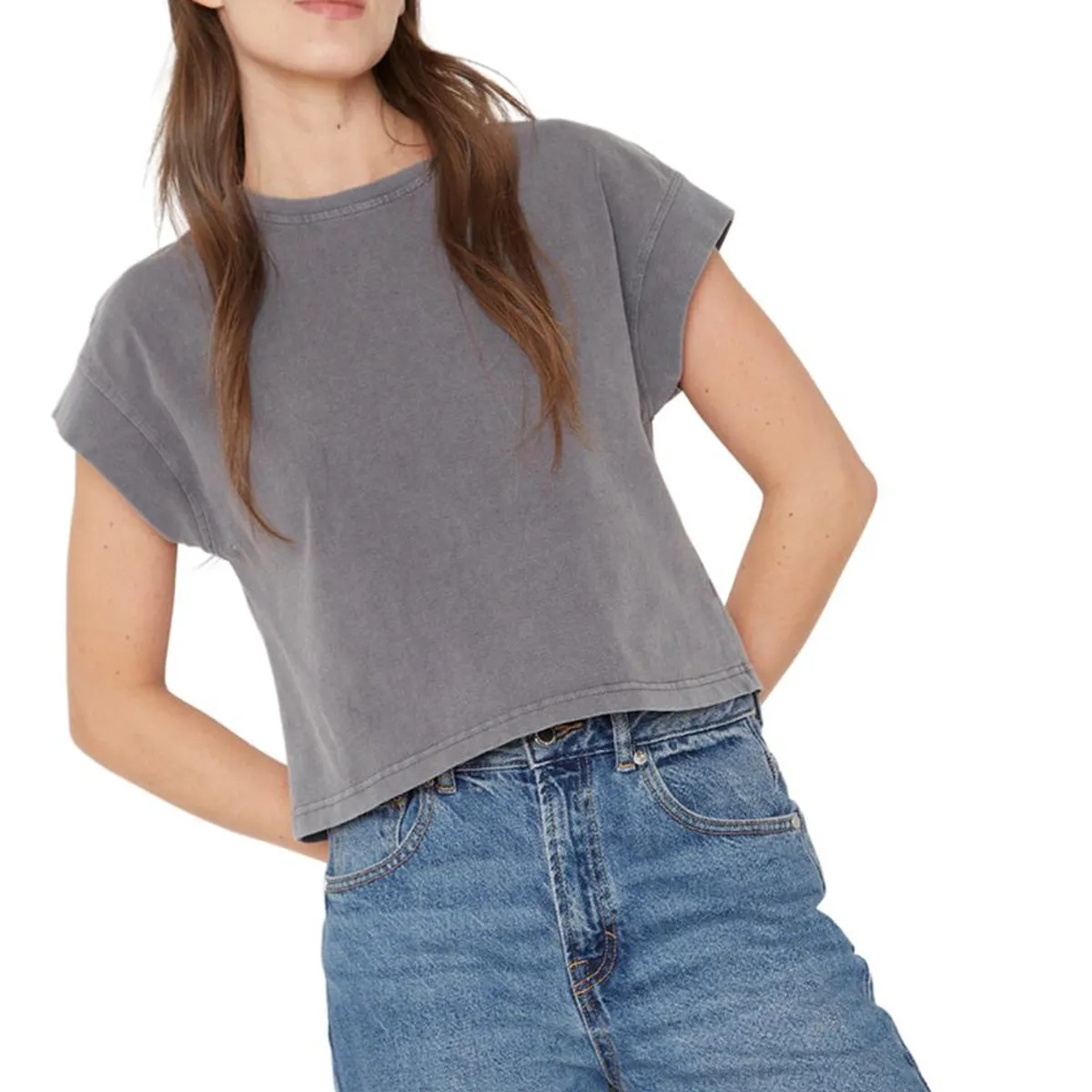 JACINTA TIENDA - Polera Lara Rib gris Jacinta Tienda