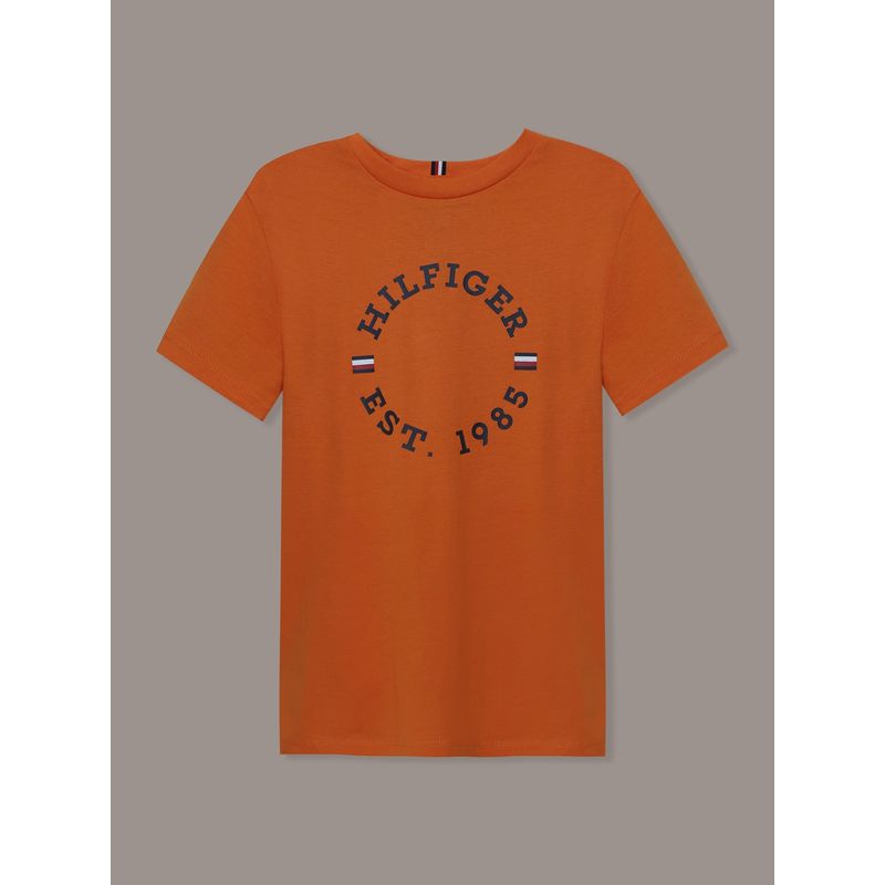 TOMMY HILFIGER - Polera Niño Con Logo Monotipo Naranja Tommy Hilfiger