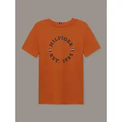 TOMMY HILFIGER - Polera Niño Con Logo Monotipo Naranja