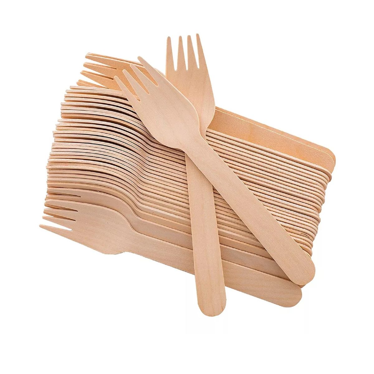 GENERICO - Pack 100 Tenedores Desechables Bambú