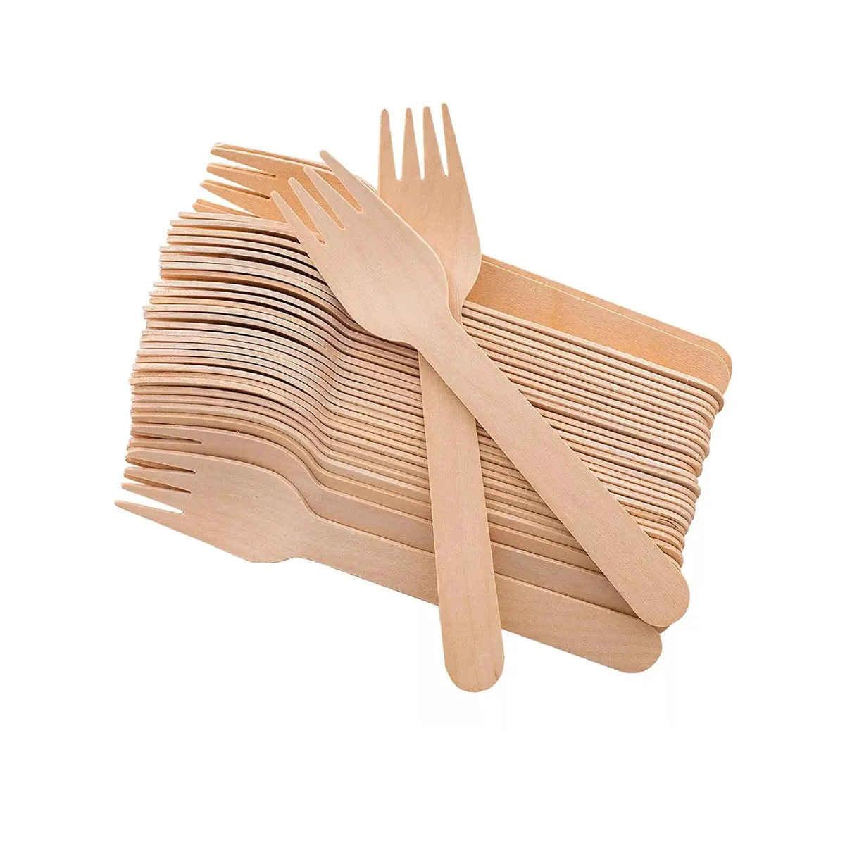 GENERICO - Pack 100 Tenedores Desechables Bambú