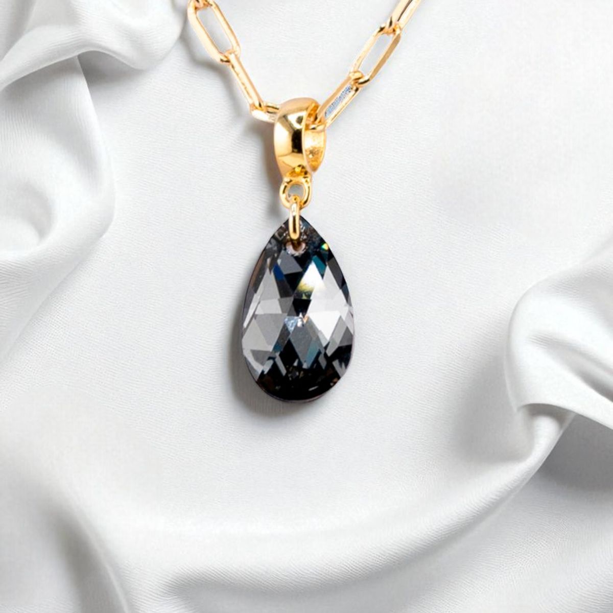 JOYAS MONTERO - Collar Chiara Palermo Gold 24K creado cristales de Swarovski® Silver Night