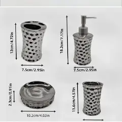 GENERICO - Set de baño 4 piezas Elegante de Ceramica Metalico