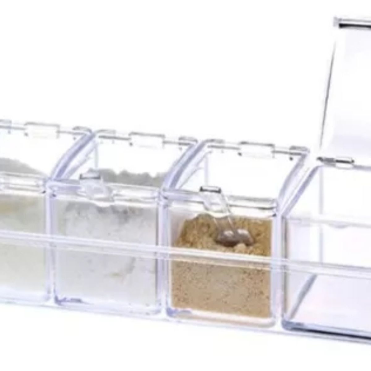 GENERICO - Set 4 Especieros Cuadrados Para Condimentos Con Cucharillas