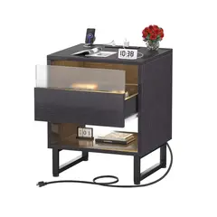 HOMER DESIGN - Velador Premium Moderno Con Luz Y Echufe 2 Tiras 48x43x56cm