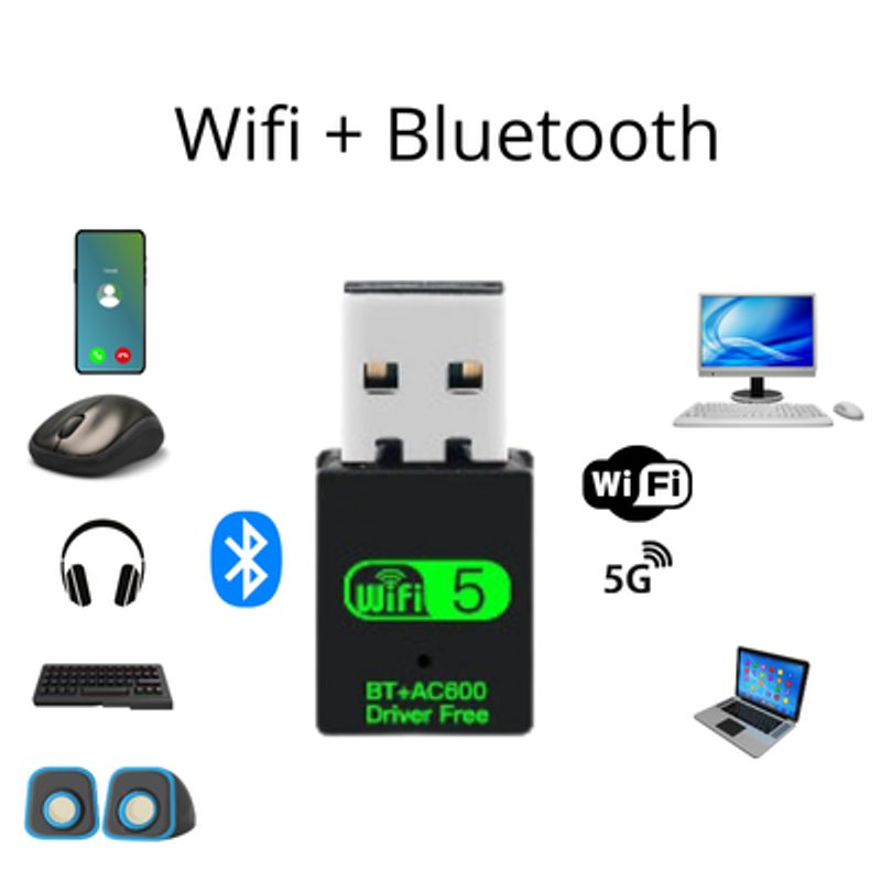 GENERICO - Adaptador Usb Wifi Y Bluetooth  Dual Band 24g5g  Plug Play