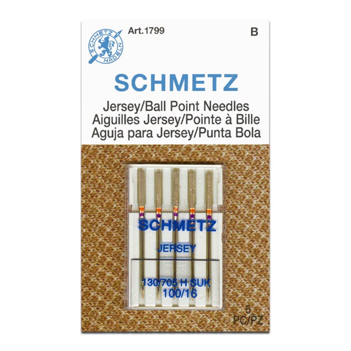 GENERICO - Aguja máquina de coser Schmetz Punta bola para Jersey Nr 100