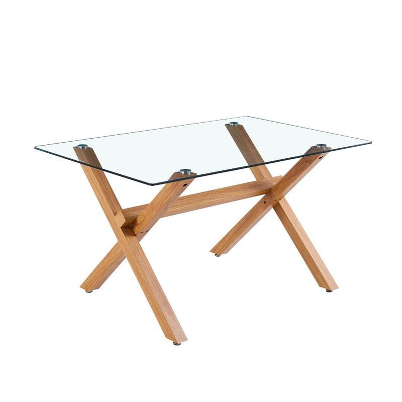 REMATIME - Mesa Comedor Minimalista Cubierta Vidrio 6 Puestos 140x90 cm  Rematime