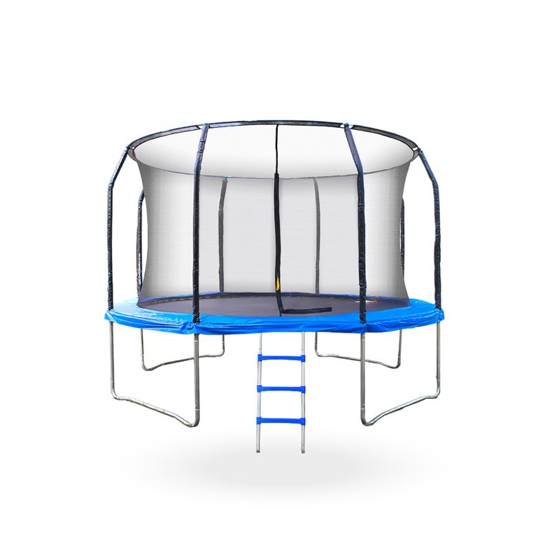 PWRFITNESS - Cama Elastica con malla y Escalera 244 mts Azul PWRFitness