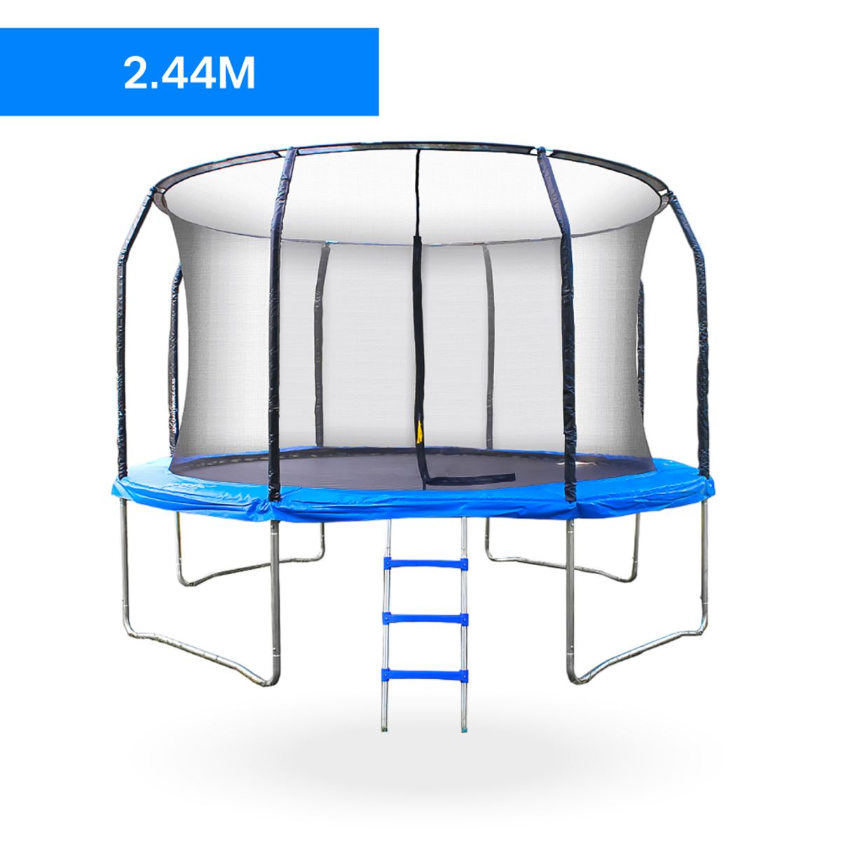 PWRFITNESS - Cama Elastica con malla y Escalera 244 mts Azul PWRFitness