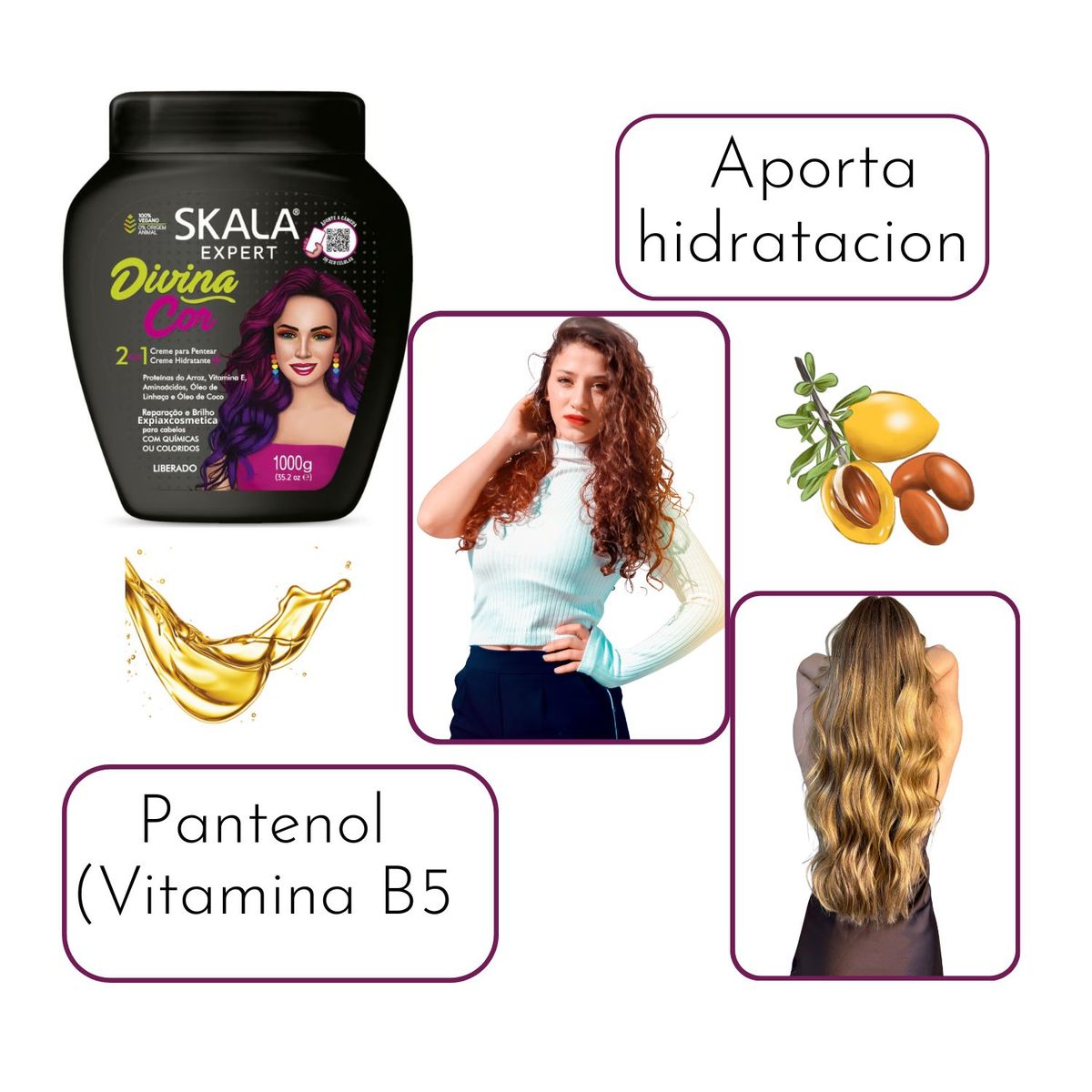 SKALA - Mascara Capilar Skala Divina Cor 1000ml  para Cabello Teñido Brillo
