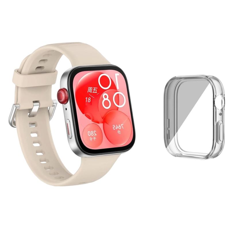 GENERICO - Pack Correa+funda Compatible Smartwatch Huawei Fit 3 blanco