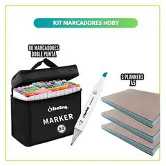 GENERICO - Marcadores Doble Punta 80 Unidades Hoby + 3 PLANNERS