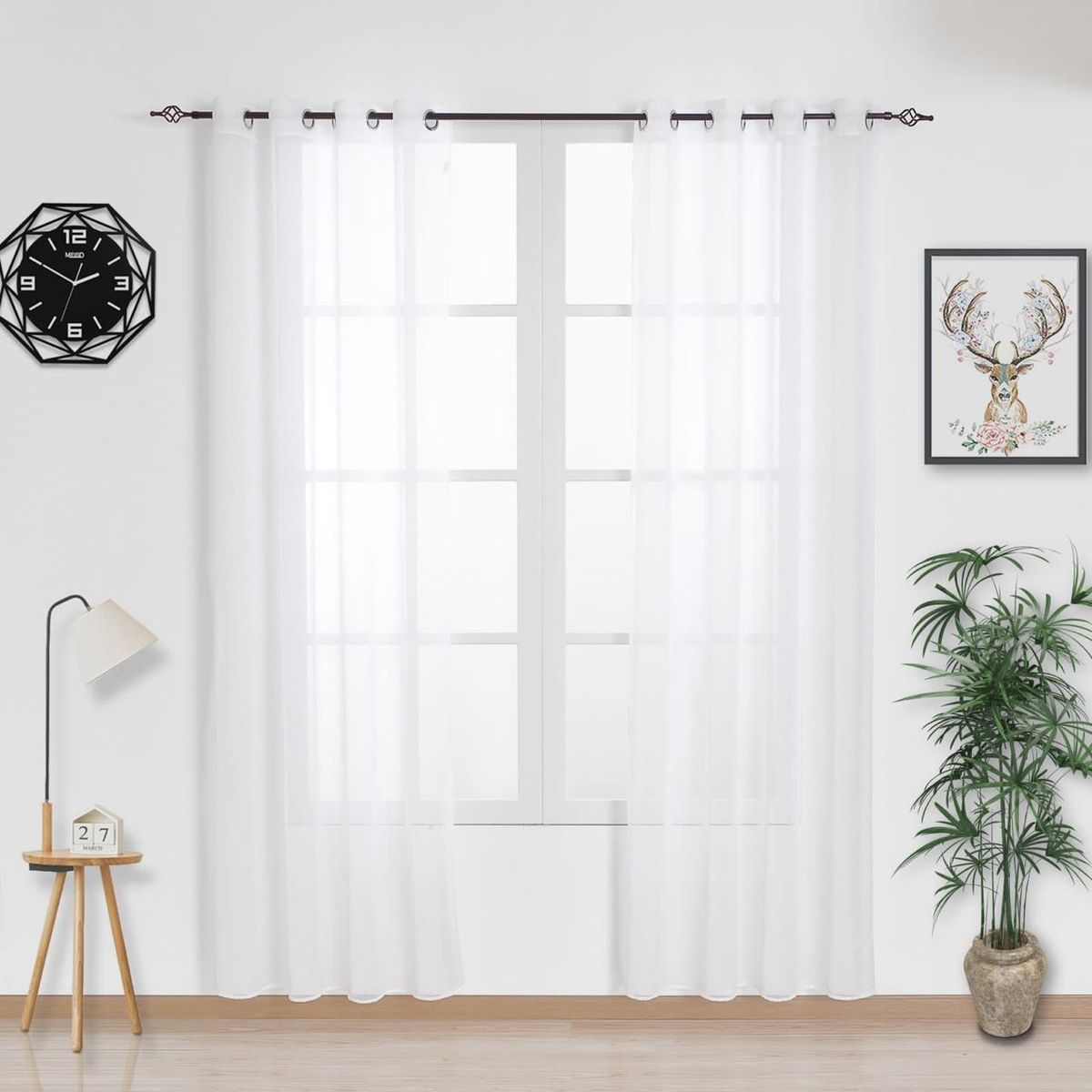 GENERICO - Set de Cortina Velo Visillo 140 x 230 cm 2 Paños - Blanco