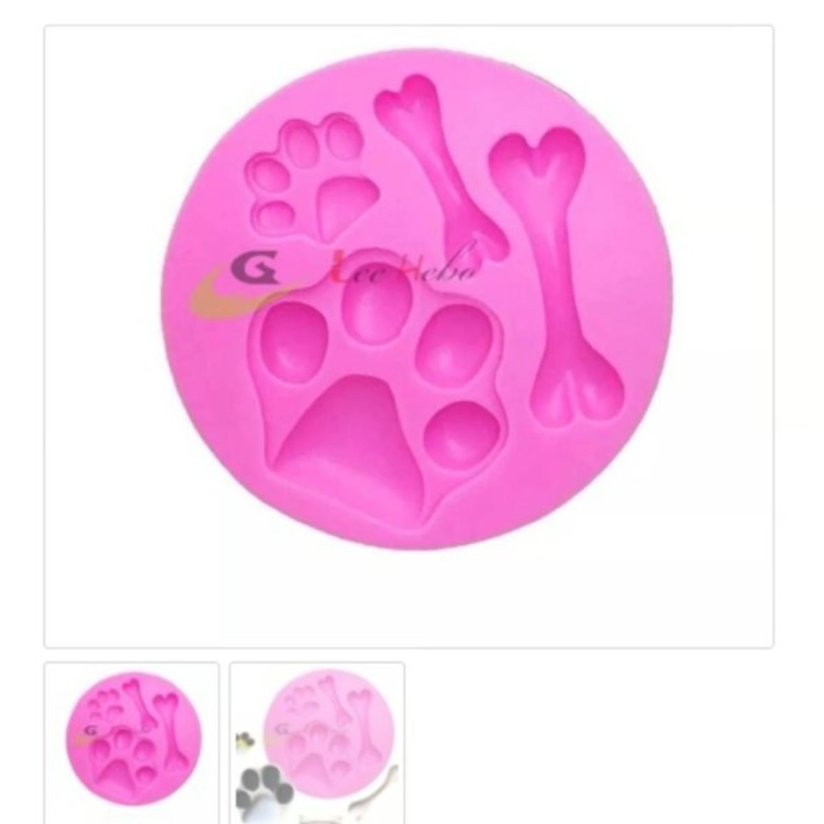 GENERICO - Molde Para Fondant Silicona Forma Patita De Perro Y Hueso