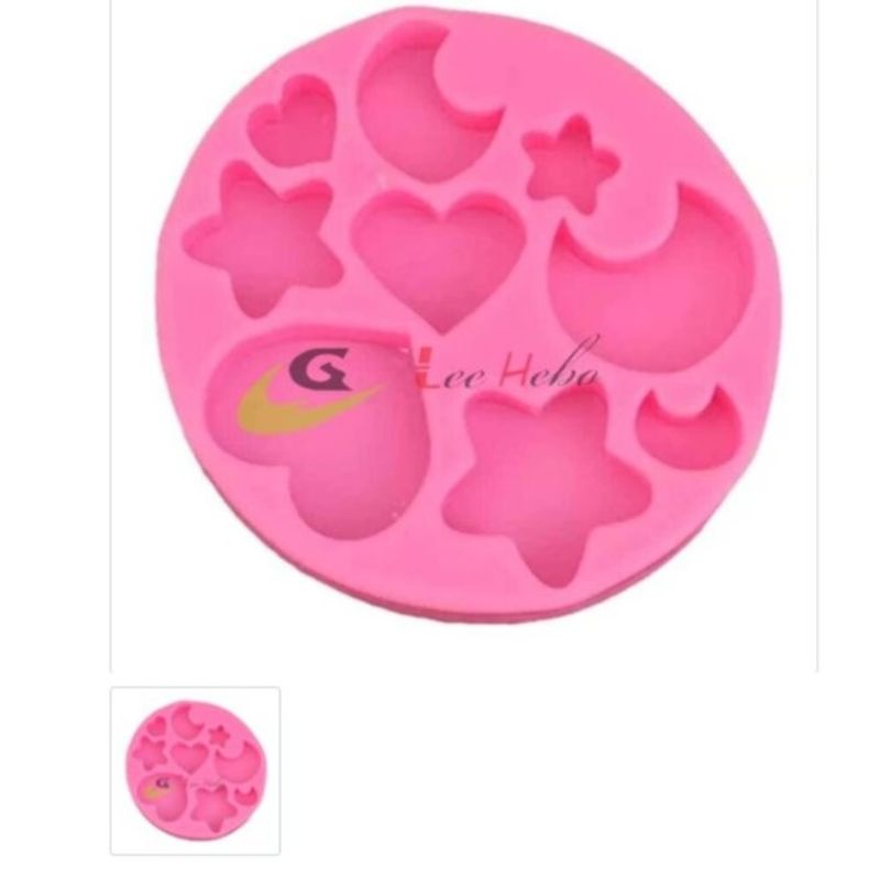 GENERICO - Molde Para Fondant Silicona Forma Corazon Estrella Luna