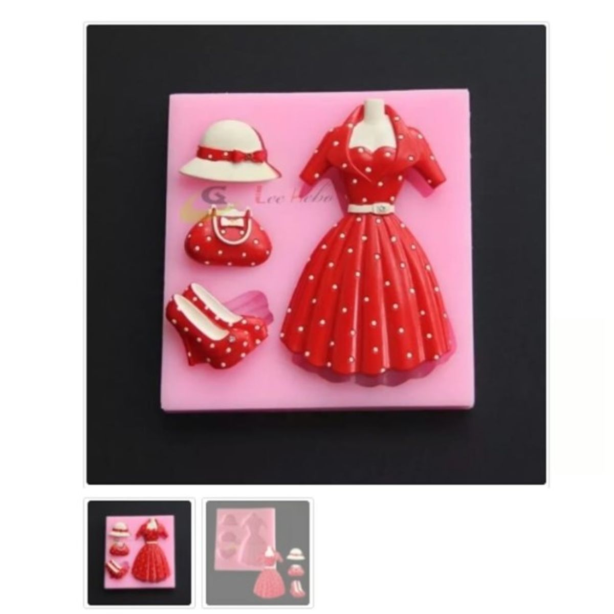 GENERICO - Molde Para Fondant Silicona Rosa Forma Vestido