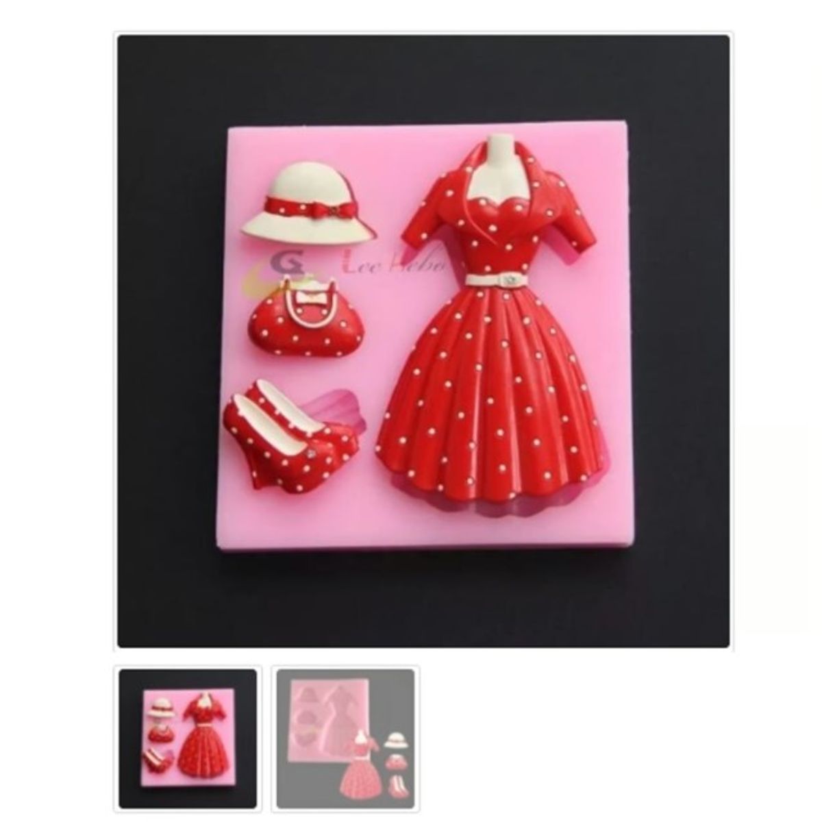 GENERICO - Molde Para Fondant Silicona Rosa Forma Vestido