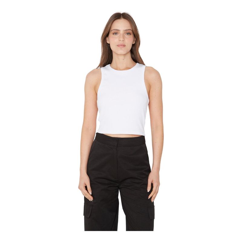 JACINTA TIENDA - Rib Tank Top Crop blanco Jacinta Tienda