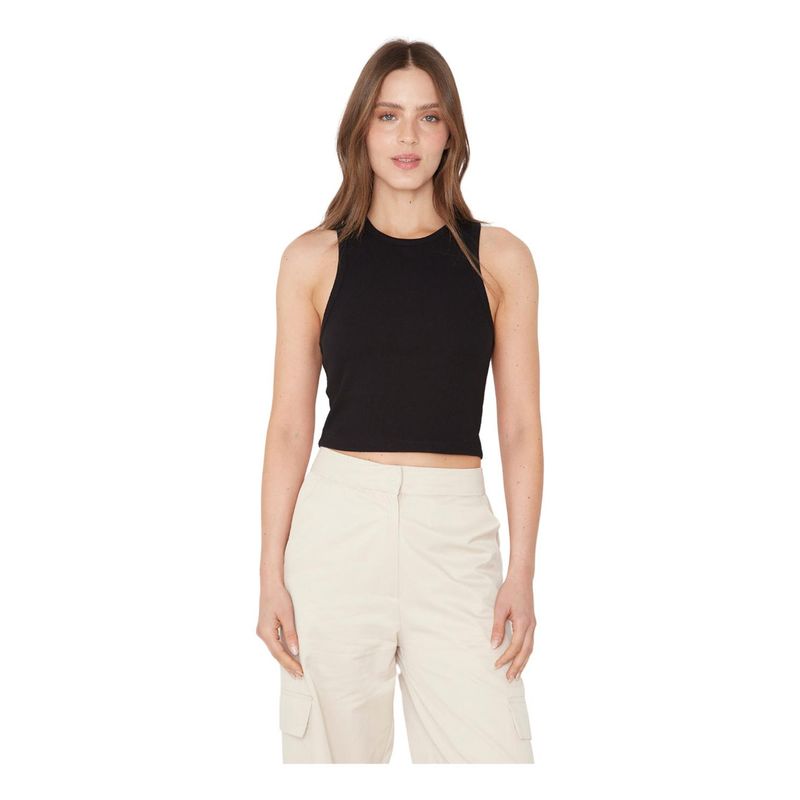 JACINTA TIENDA - Rib Tank Top Crop negro Jacinta Tienda