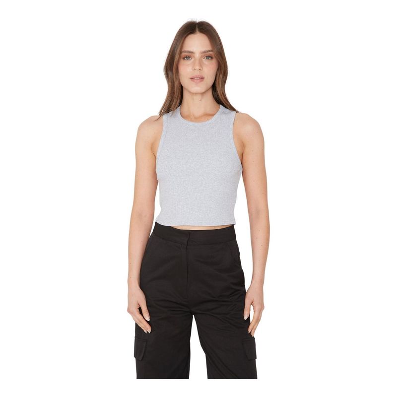 JACINTA TIENDA - Rib Tank Top Crop gris Jacinta Tienda