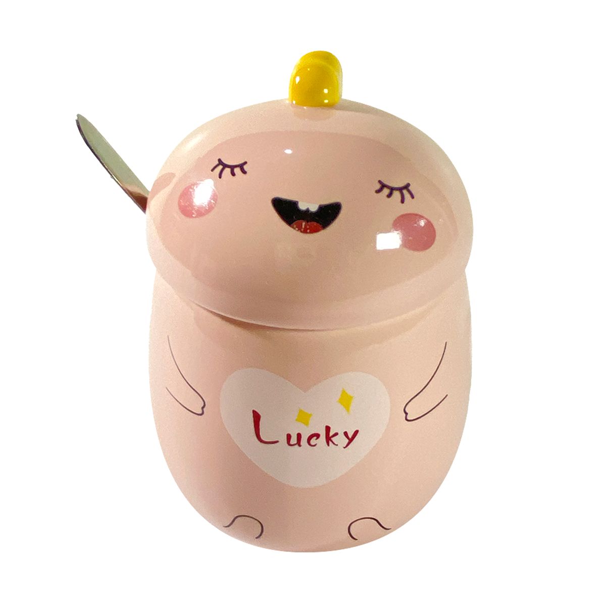 GENERICO - Tazón taza dinosaurio con tapa y cuchara rosado