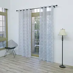 GENERICO - Cortina Velo Visillo 140 x 230 cm 2 Paños - Gris Lineas D2