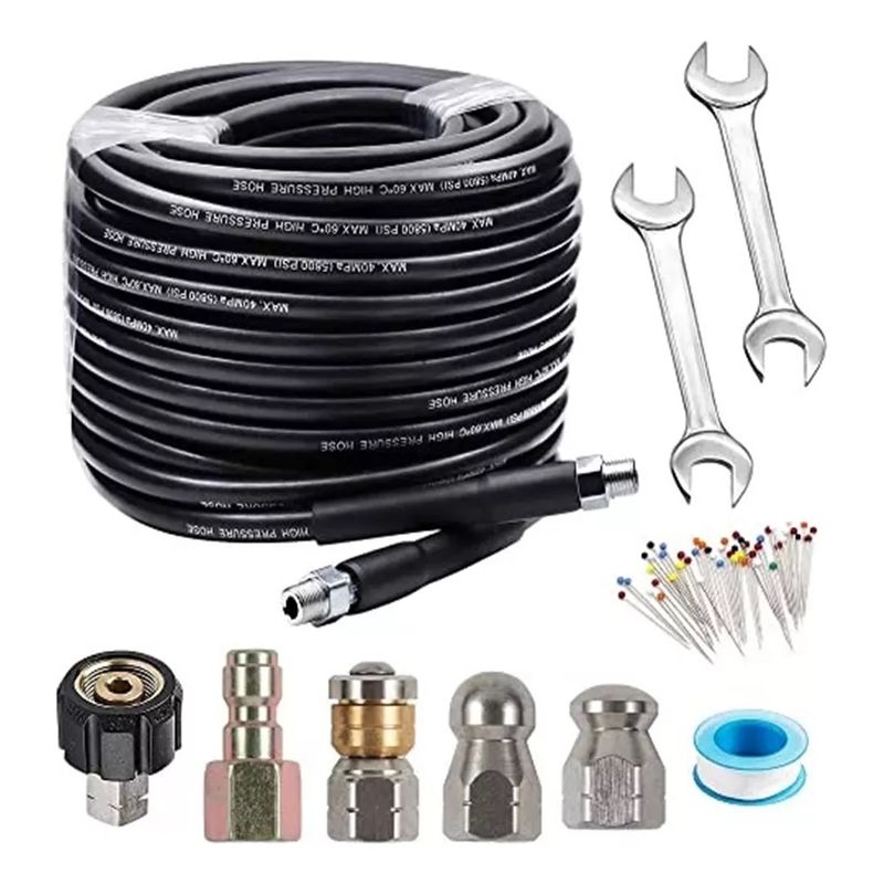 GENERICO - Manguera 20mt Destape Desague Multimarca Toma 14 + Accesorios