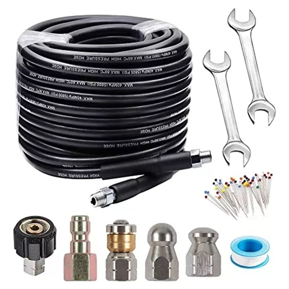 GENERICO - Manguera 20mt Destape Desague Multimarca Toma 14 + Accesorios