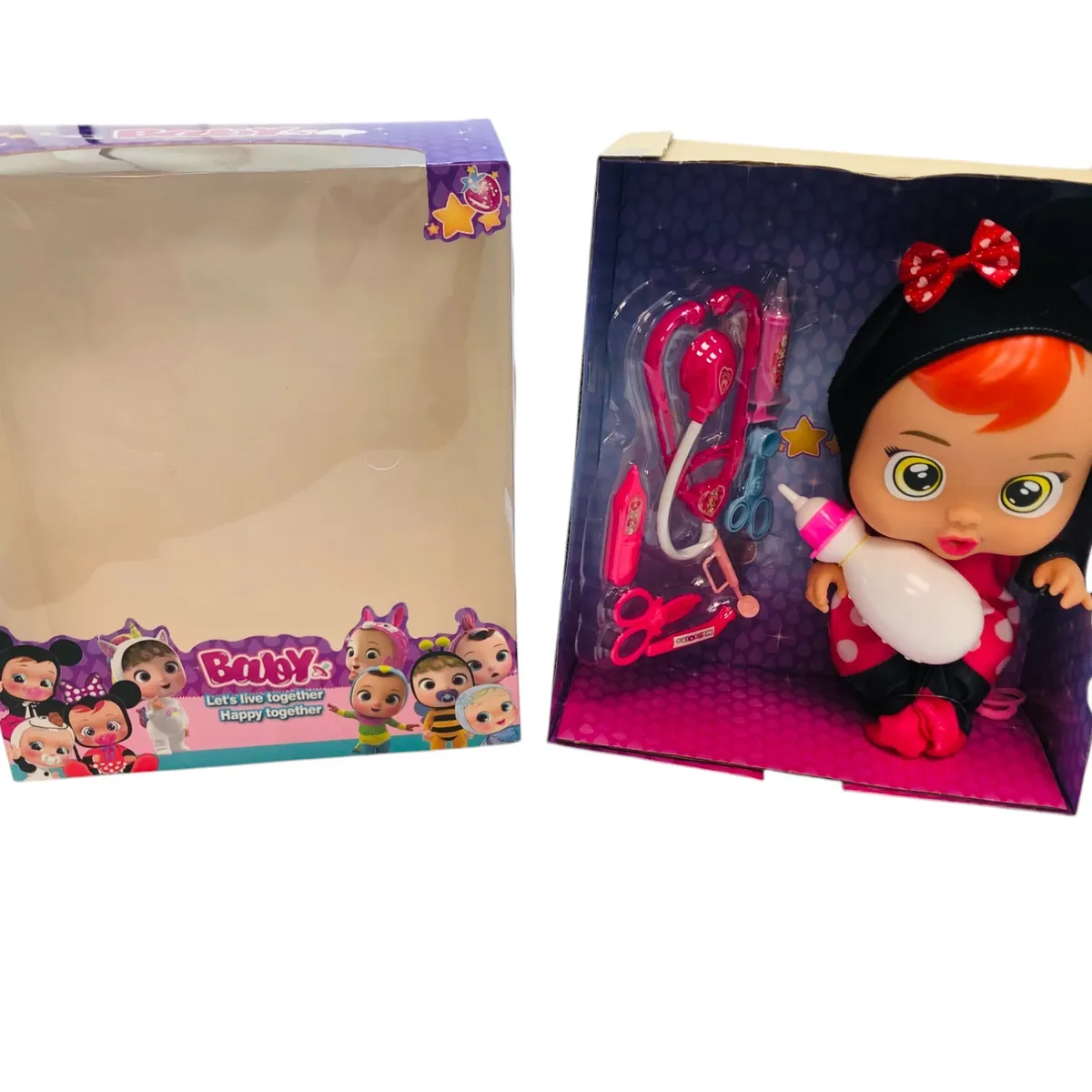 GENERICO - Kit Muñeca Bebe Gorro Lunar Con Biberon Incluye Kit Doctora