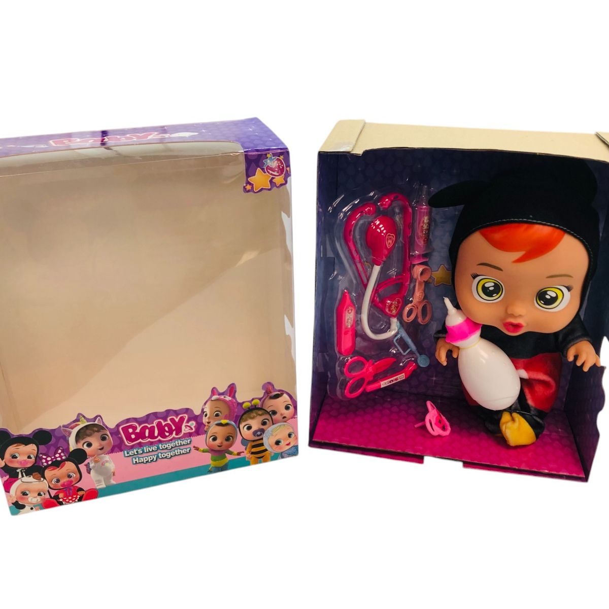 GENERICO - Kit Muñeca Bebe Gorro Negro Con Biberon Incluye Kit Doctora