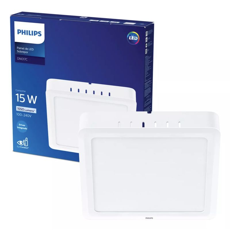 PHILIPS - Plafón Sobrepuesto Cuadrado Philips Alta Eficiencia 15w Luz Neutra