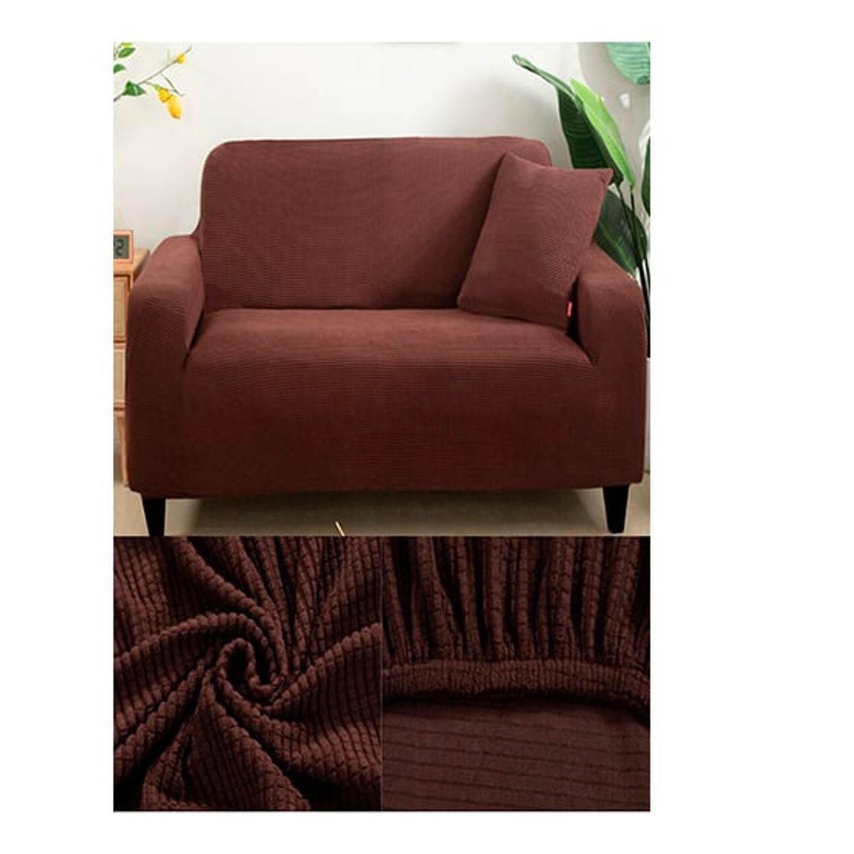 DEWINNER - Funda Cubre sillon sofa elasticado cafe 1 cuerpo