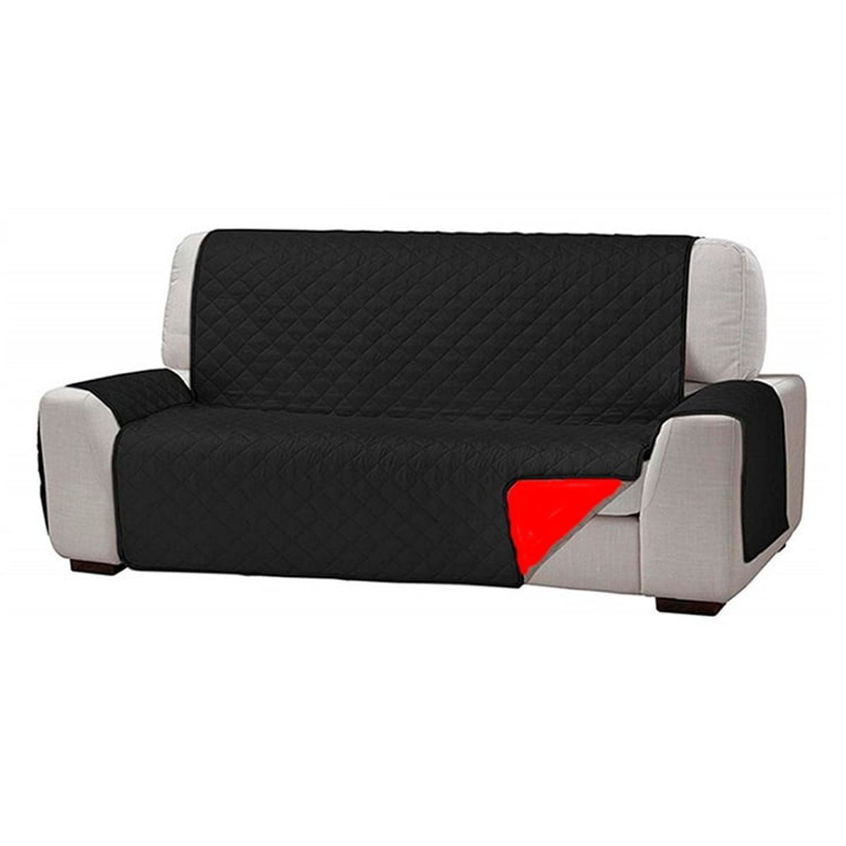 DEWINNER - Funda Cubre sillon sofa reversible negro 3 cuerpos