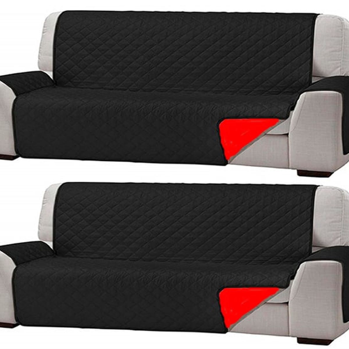 DEWINNER - Funda Cubre sillon sofa reversible negro 3 cuerpos